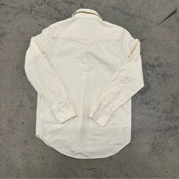 Faherty Out West Shirt ivory western pearl snap shirt Women’s Sz S - Picture 8 of 8